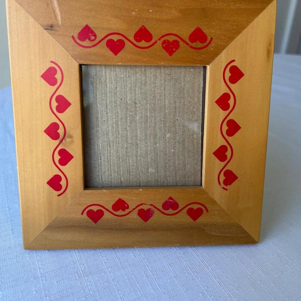Cottagecore wooden standing picture frame red hearts whimsy cottagecore